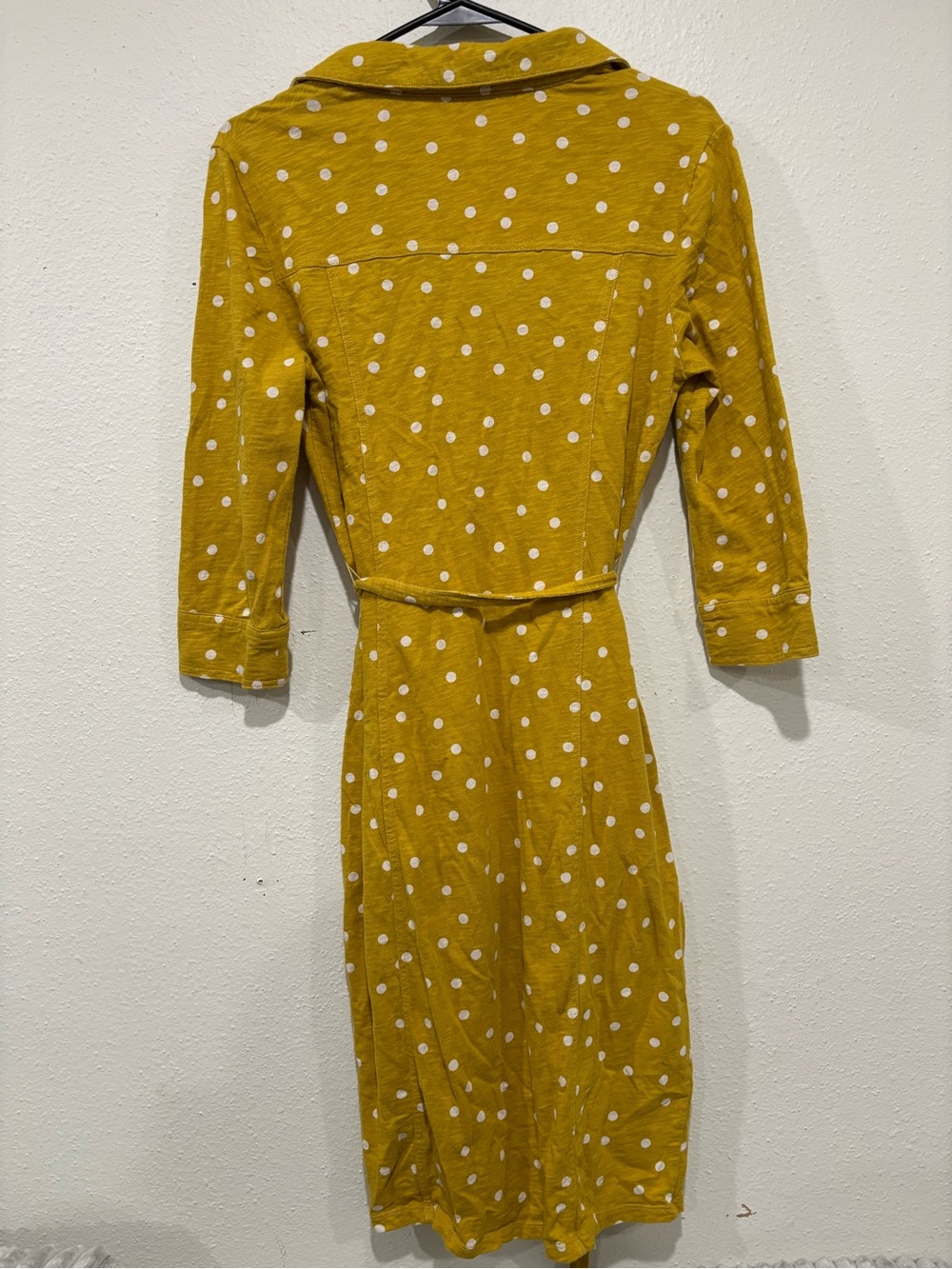 Boden Mustard Yellow Polka Dot Shirt Dress - Picture 7 of 8